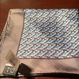 100% Silk Jos. A. Bank Blue and Gray Pocket Square